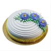 Round shaped dsigner pineapple cake decorate with purple flower design